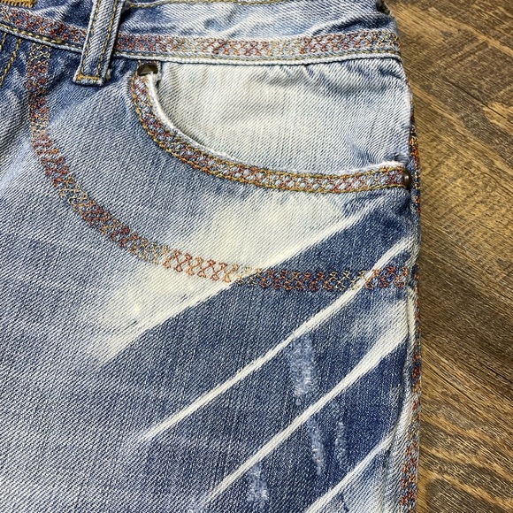 Just Cavalli Embroidered Jeans Straight Leg Contrast Stitch Size 34 Italy 48 - Picture 15 of 16